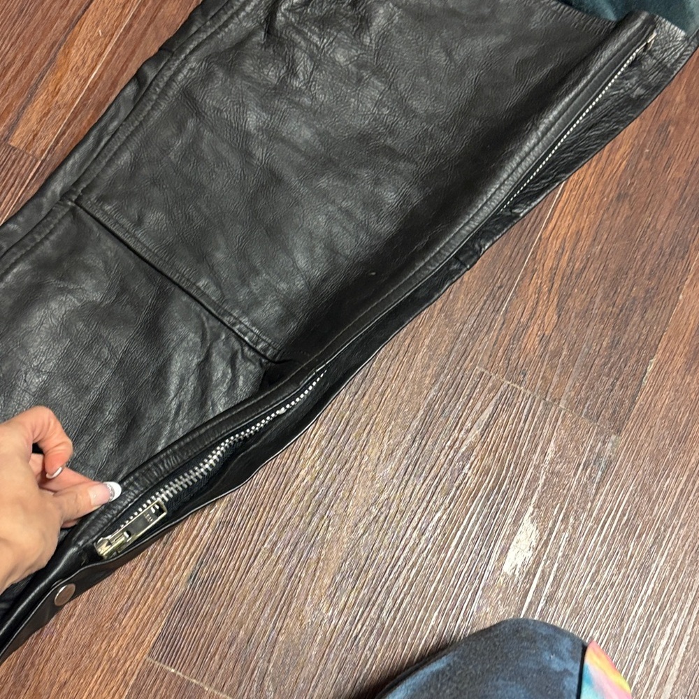 Shaf 90s Black Leather Chaps Medium - Picture 4 of 14